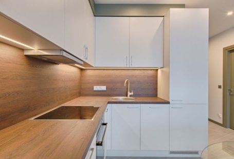 Cabinets - White Wooden Modular Kitchen